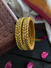 Kada Kundan Bangle -Yellow Matt-G4828